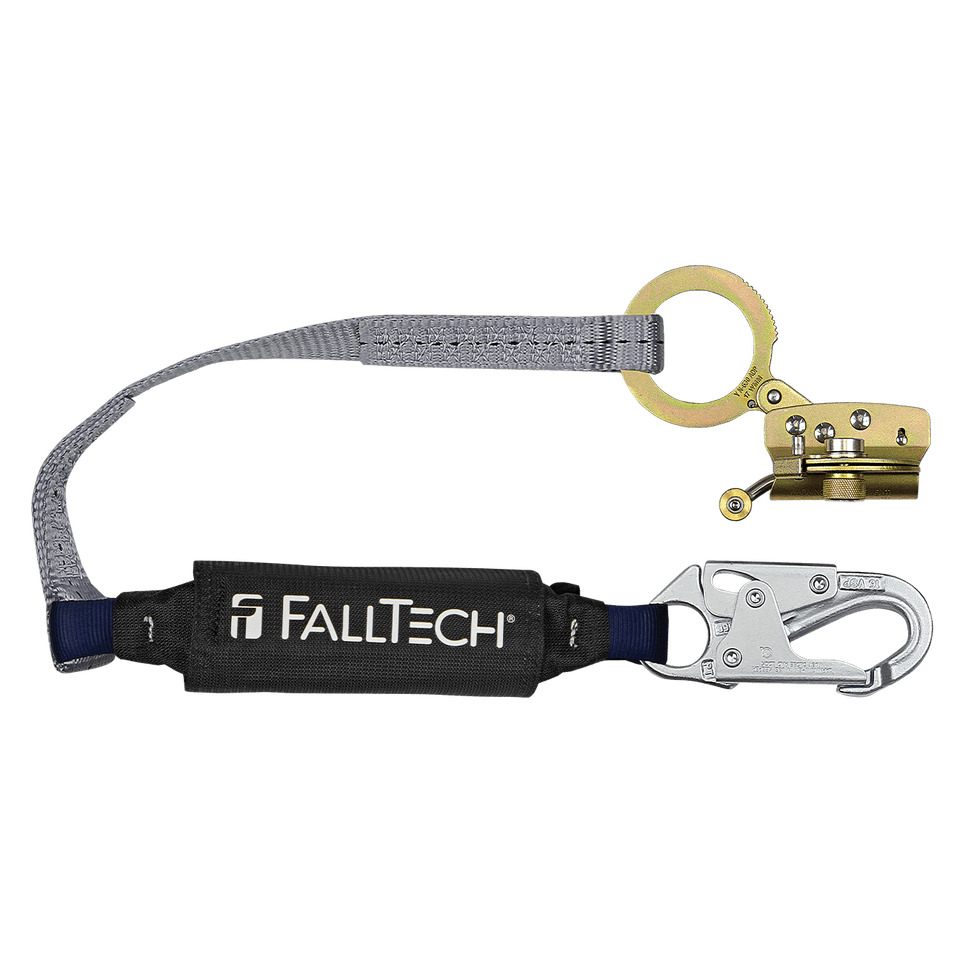 Falltech Hinged Trailing Fall Arrester with Anti-panic and 3' ViewPack Energy Absorbing Lanyard (CSA)
