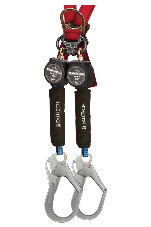 FallTech 6' DuraTech Mini Class 1 Personal SRL-P with Steel Rebar Hooks, Includes Steel Dorsal Connecting Carabiner (ANSI Compliant)